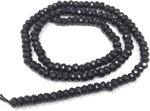 Miniatura 5 de Adabele GH1R-5 - Piedra preciosa curativa de cuarzo negro azabache natural, 1 hebra de 0.157 pulgadas, cuentas sueltas pequeñas de Rondelle (120-130