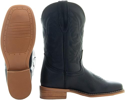 Soto Boots Botas occidentales de punta cuadrada ancha para niños K3004