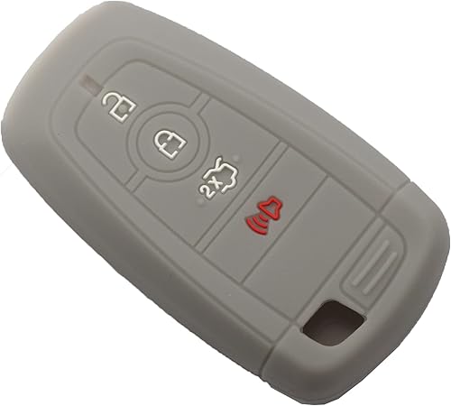 Miniatura 10 de kcpros 2 fundas protectoras de silicona de goma negra con 4 botones para llave inteligente sin llave y llavero compatible con Ford Edge Bronco