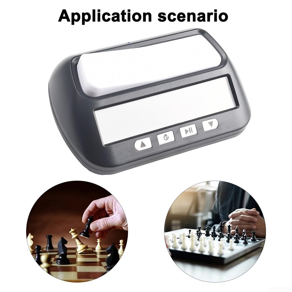 Orologio digitale compatto per conto alla rovescia da tavolo, cronometro, timer per tornei, per scacchi e giochi da tavolo per 2 giocatori (nero)