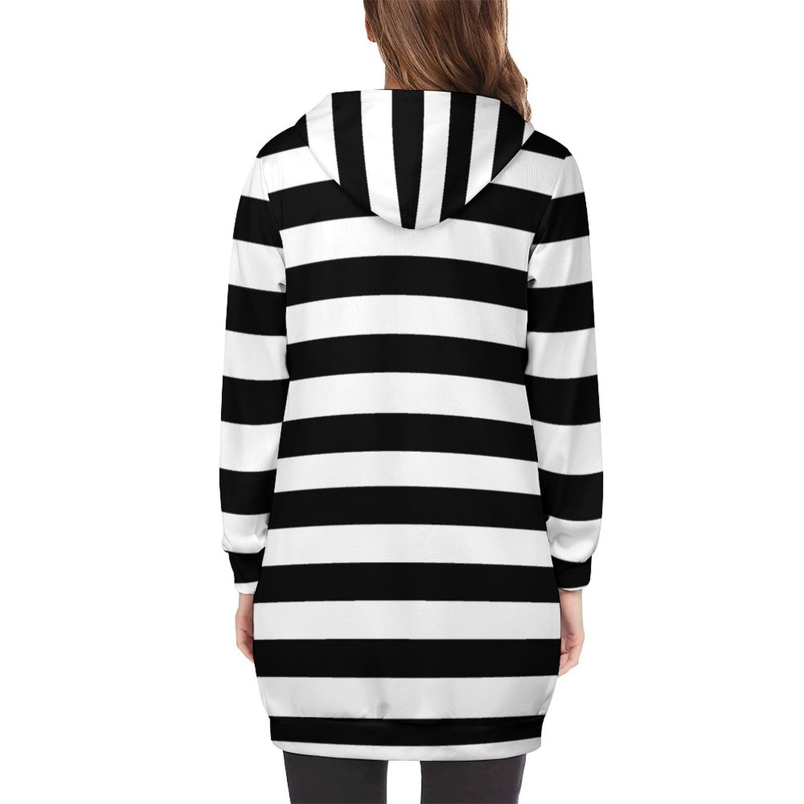 Felpa Donna con Zip Felpe Sportiva con Tasche E Cappuccio Motivo A Strisce Orizzontali Morbida Invernale Giacca Regolabile Confortevole per Uso Quotidiano Casual