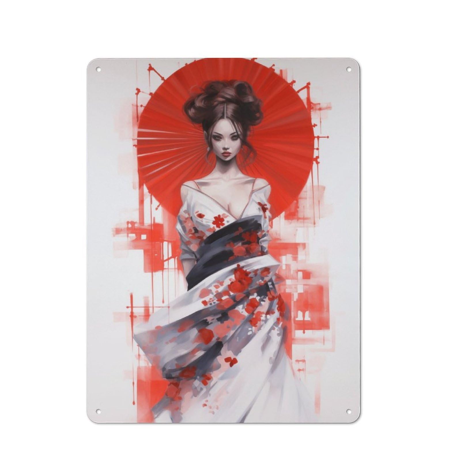 Junmoney Geisha Of The Rising Sun Tin Wall Plaque 40X30cm With For Hobby Room Or Studio, For Metal Sign Collectors, For Kitchen And Home Bar Decor