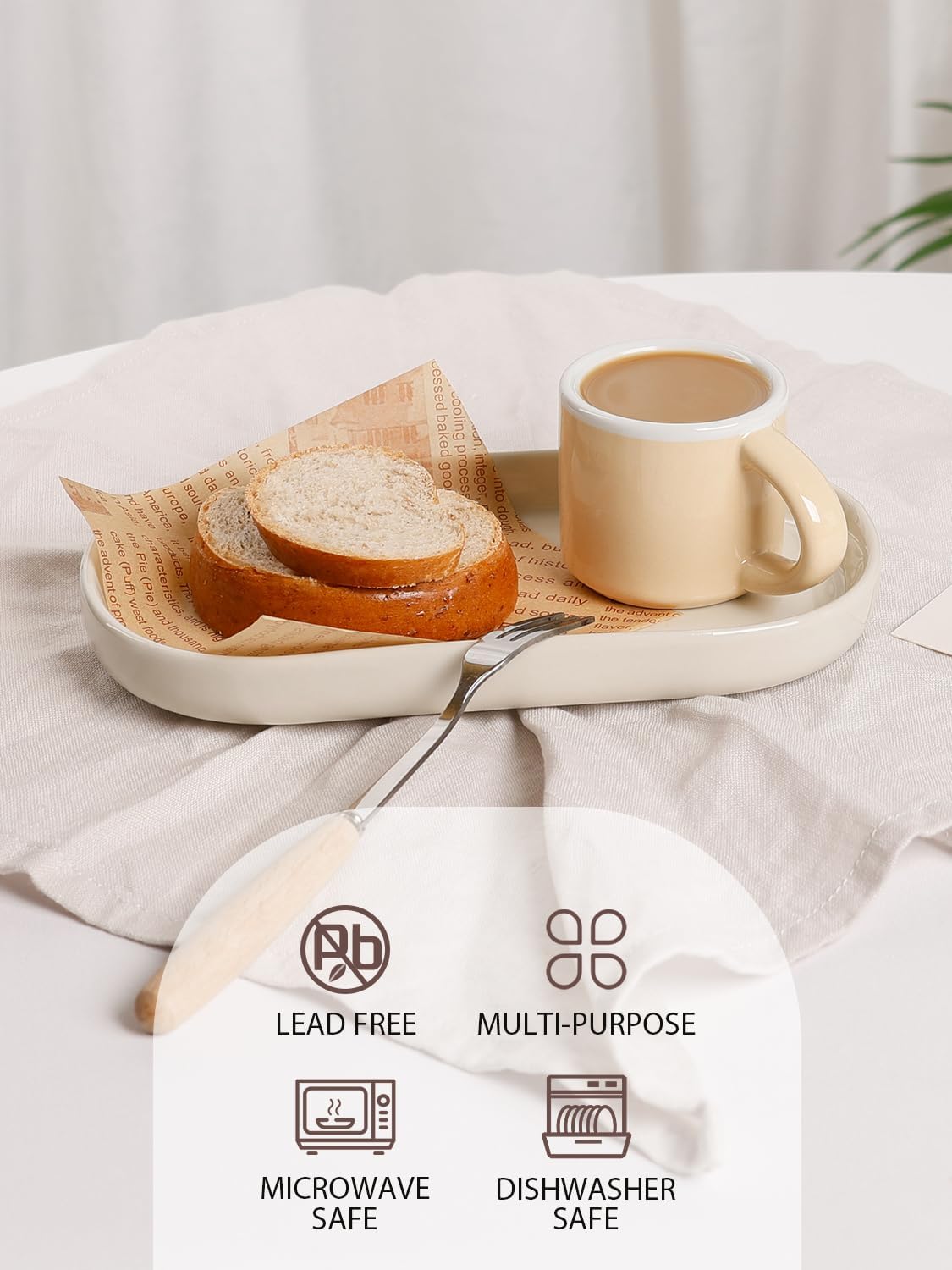 INGOFIN 7" Ceramic Bathroom Vanity Tray - Bathroom Organizer Countertop Tray for Perfume, Jewelry, Candles, Small Kitchen Counter Soap Tray, Decorative for Bathroom Vanity and Toilet Tank, Beige - Image 3