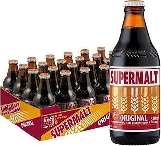 Supermalt Original Non-Alcoholic Vegan Malt Drink with B Vitamins, 330ml (Pack of 24 Bottles)