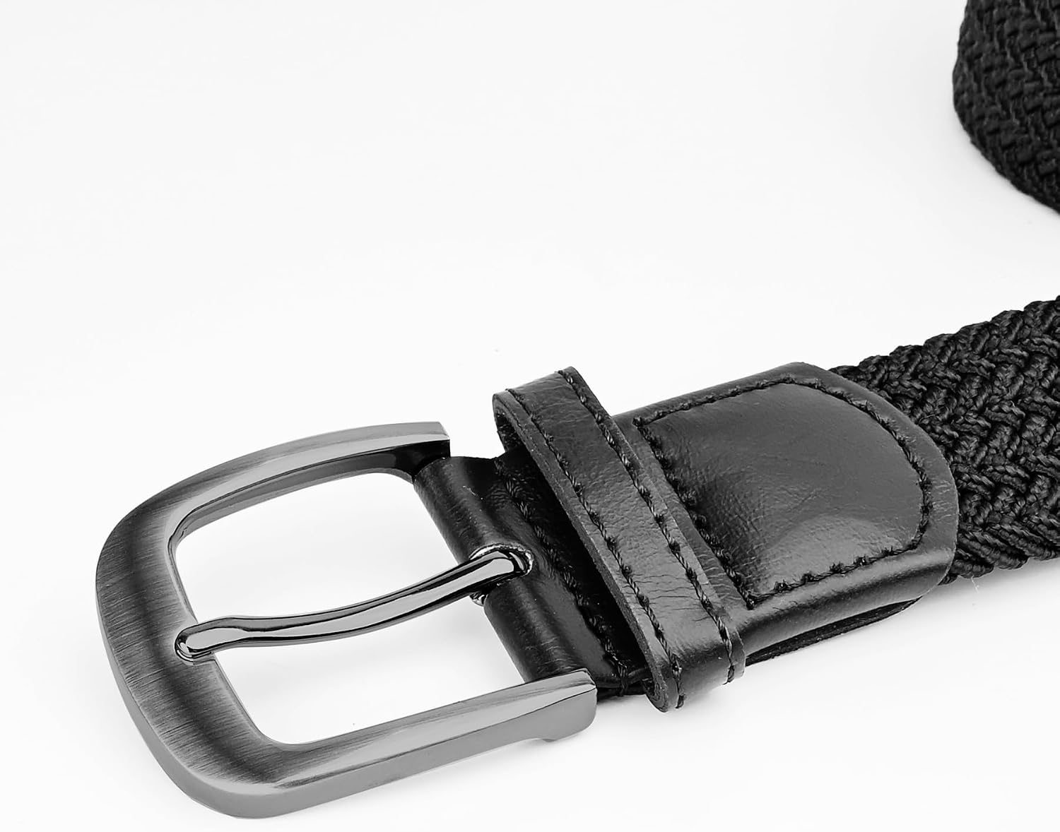 Plus Size 47'' to 71'' Mens Stretch Elastic Woven Web Casual Belts for Men Black