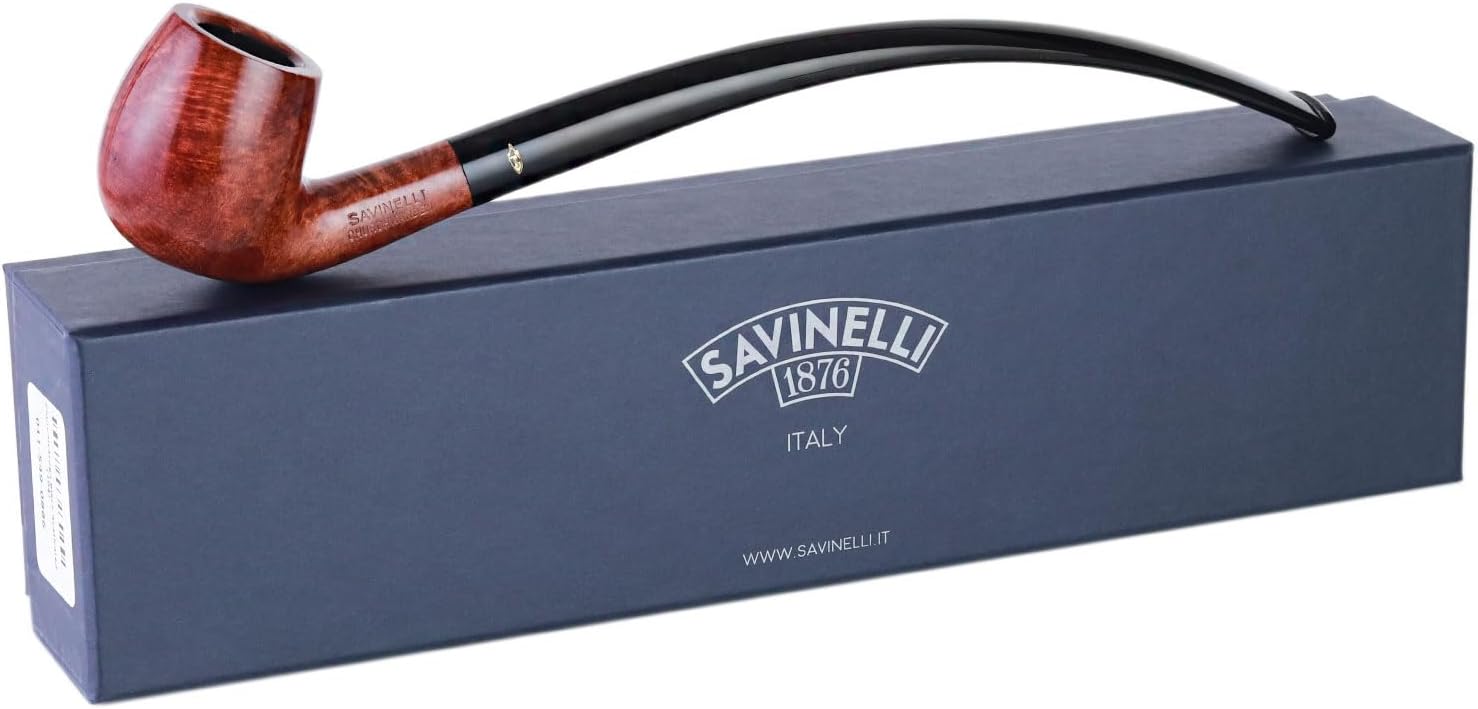 Savinelli Churchwarden Collection - Extra Long Handmade Italian Wood Briar Pipe, Vintage Design, Polished Finish, 3mm (Polished 601)