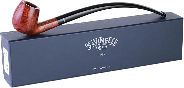 Savinelli Pipes Churchwarden Collection - Extra Long Vintage Design, Handmade Italian Wood Briar Pipe, Polished Brown Finish, 3mm Bent Billiard, 601
