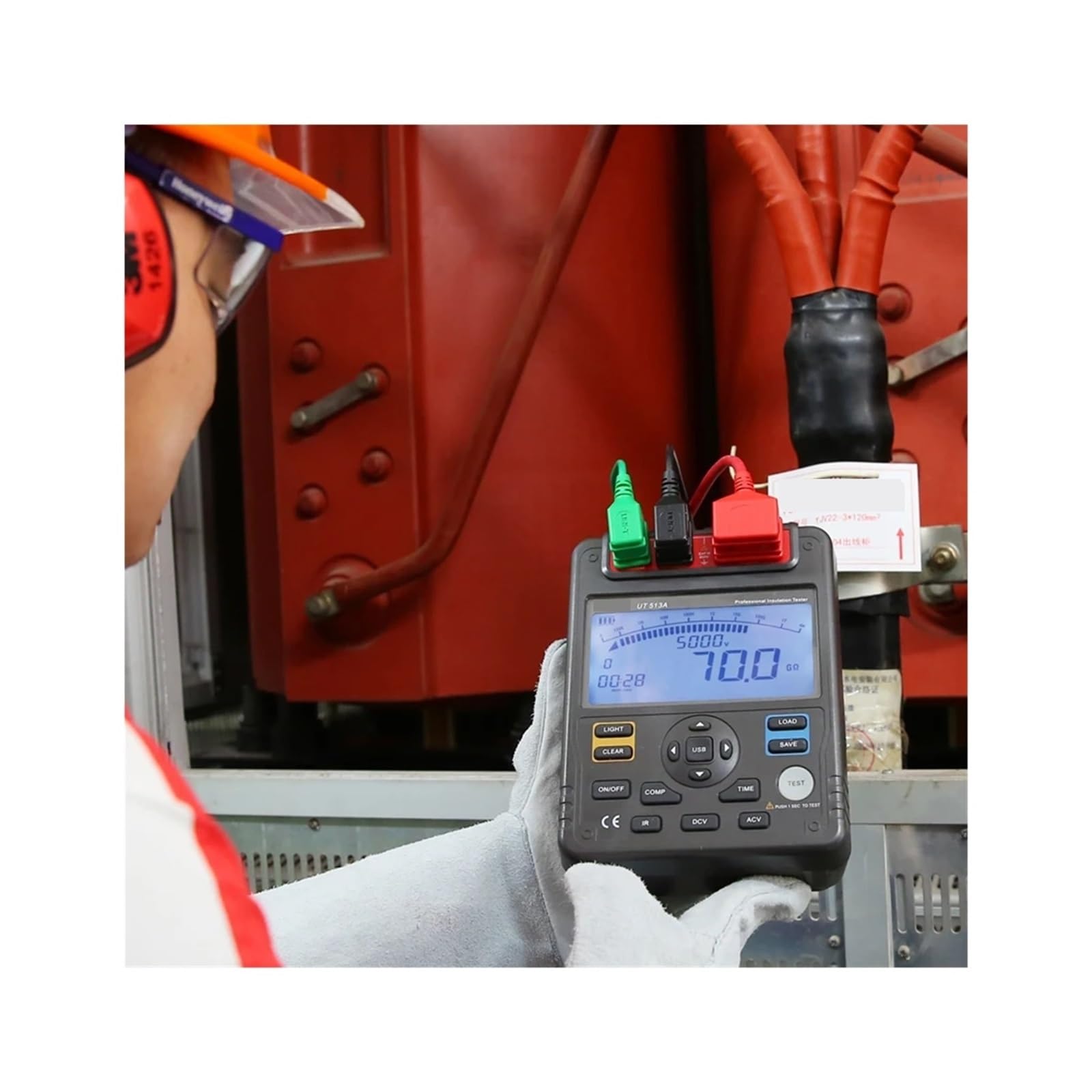 Tester di Resistenza Digitale Tester di Resistenza Isolamento 513A 5000V Archiviazione Dati/Grafico a Barre analogico/DAR/Trasferimento Dati USB/Retroilluminazione LCD