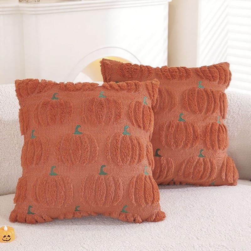 Housses coussin peluche citrouille décoration Halloween Thanksgiving