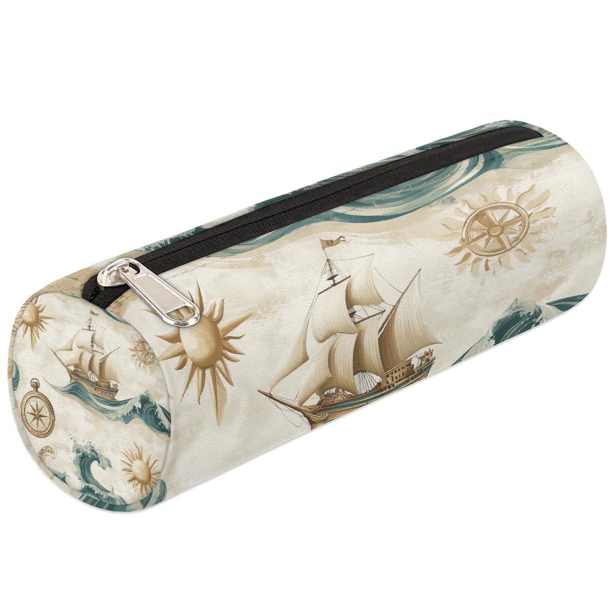 VQUVQV Pencil Cases, Nautical Compasses Ships Portable Pencil Case for Girls Boys, School Supplies Pen Pouch for Student Stationery Storage