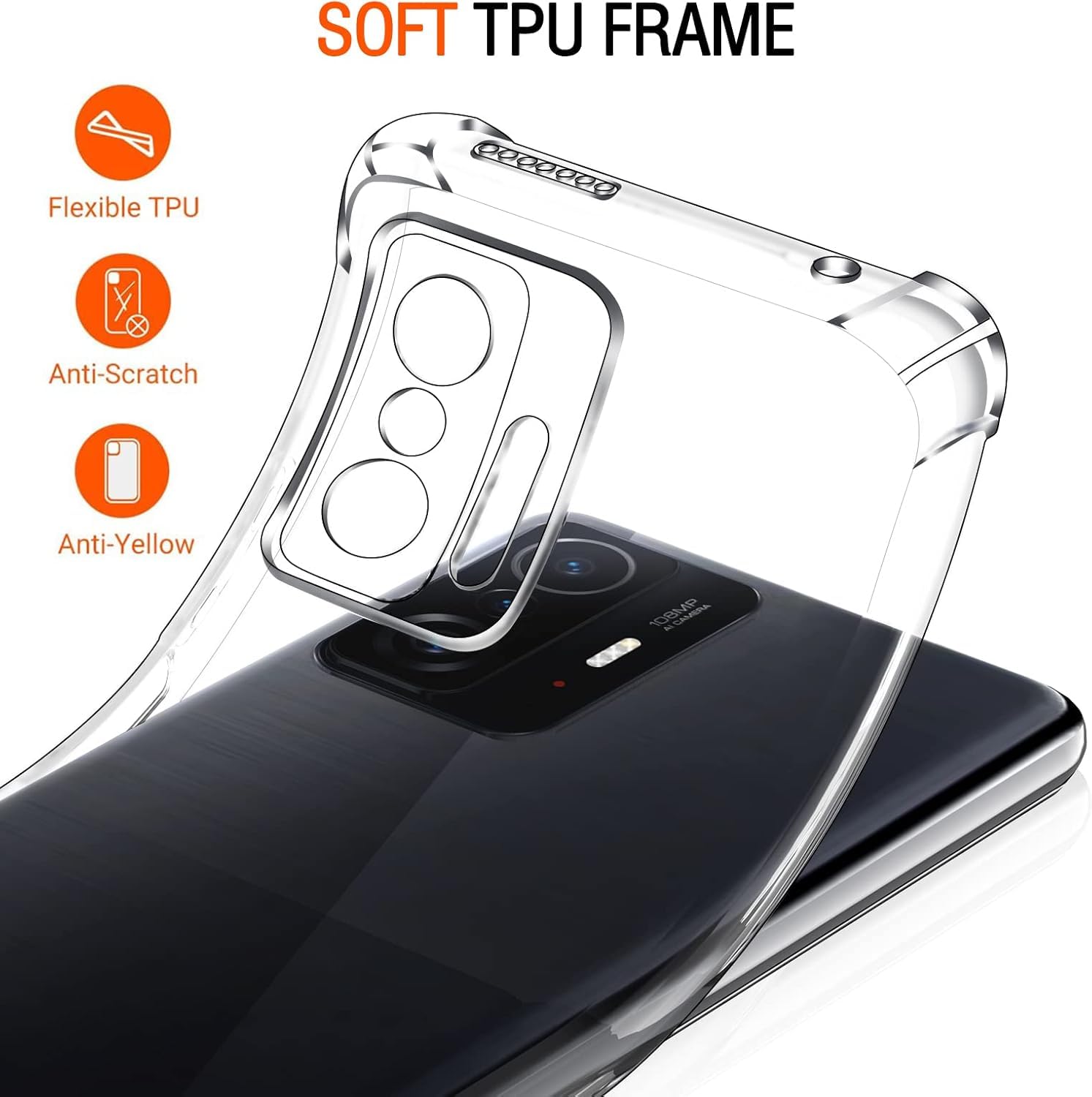 iVoler Cover per Xiaomi 11T 5G / Xiaomi 11T Pro 5G, Custodia Trasparente per Assorbimento Degli Urti con Paraurti in TPU Morbido, Sottile Morbida in Silicone TPU Protettiva Case
