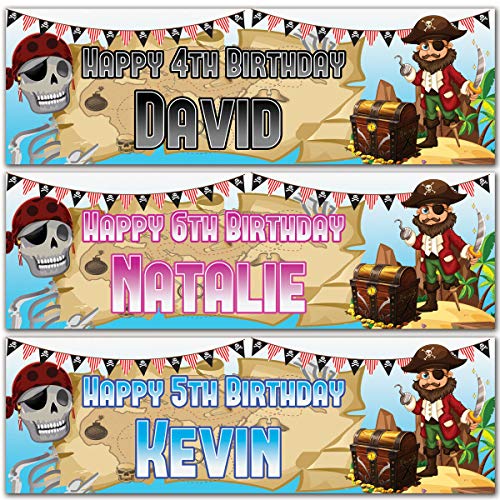 2 carteles personalizados de cumpleaños pirata mapa del tesoro