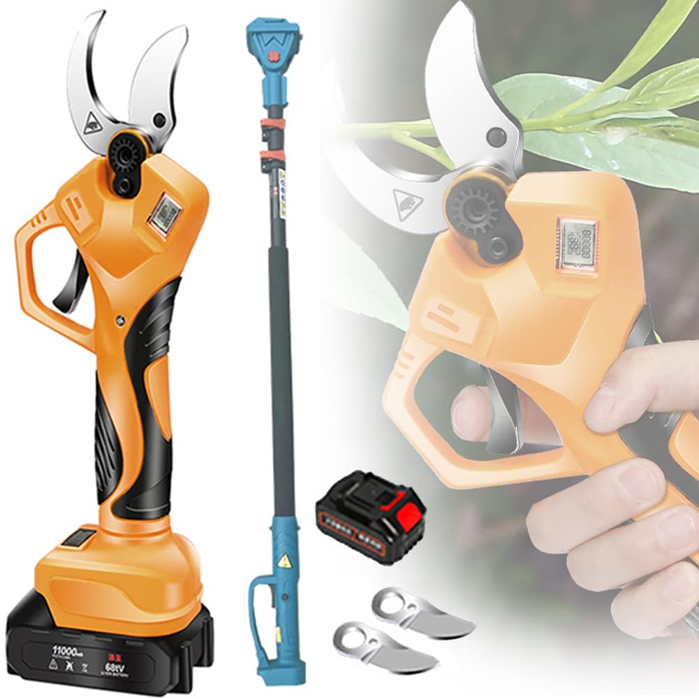 Tijeras de podar eléctricas, tijeras de podar inalámbricas de 50 mm, tijeras de podar eléctricas profesionales con batería de 3 Ah para podar jardinería, árboles frutales, viñedos,Battery*2 ( )