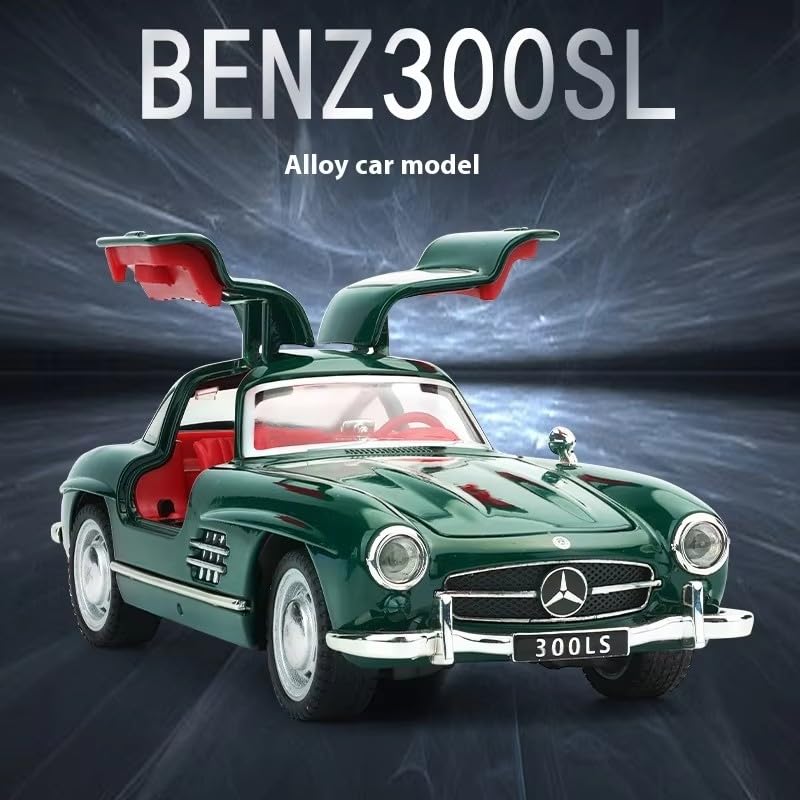 Image of Alokik Enterprise 1:24 Marcedees Benz 300SL Diecast Metal Pull Back Car with 4 Openable Doors with Sound and Light Toy Decoration car Best Gift Toys for Kids 【Colors as Per Stock】