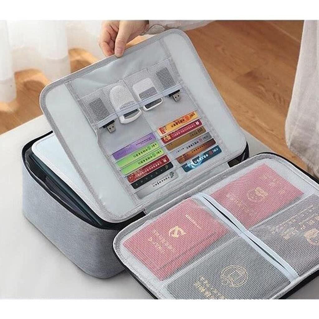 Organizer per Documenti da Viaggio, Portadocumenti a4, Portadocumenti, Organizer per Documenti di Sicurezza per l'home Office, Supporto per Scatola di archiviazione Portatile per Documenti | Dark Blue,Style1