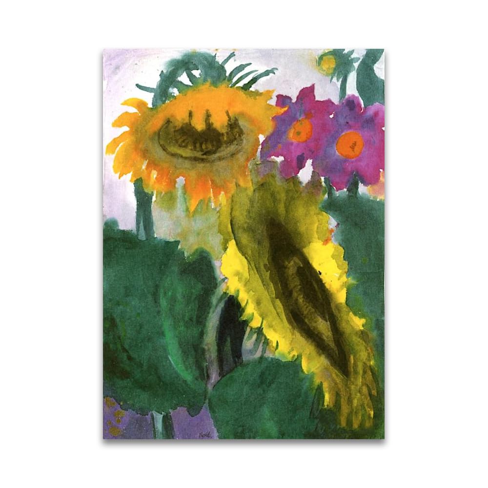 LZ6J8C9 Emil Nolde《Sunflowers in Full Bloom》Famous Canvas Painting Reproductions.(55x77cm(21.6x30.3in)/Frameless)