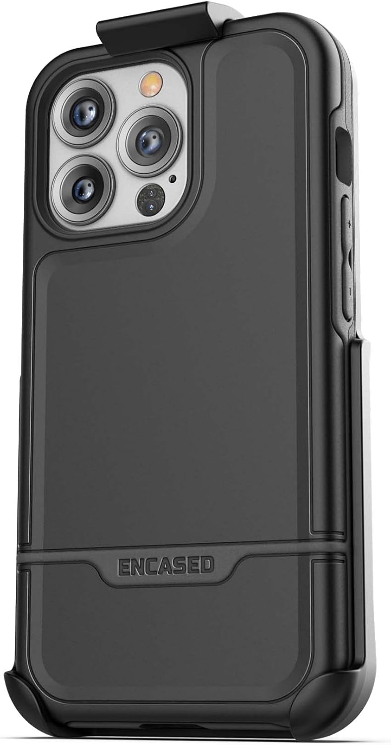 Encased Rebel Designed for iPhone 13 Pro Max Belt Clip Case (2021) Protective Shockproof Case with Holster (Black) - Image 3