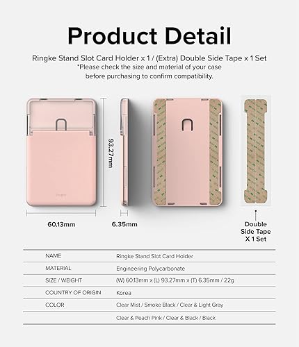 Miniatura 9 de Ringke US VAR Soporte Ranura Tarjetero, Transparente y rosa melocotón