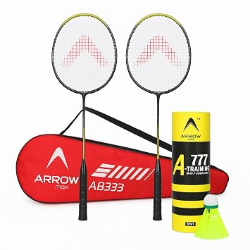 ARROWMAX Youth Light Weight Shuttle Badminton Racket Set of 2 Pieces | Pair for All Age Groups | Full Zipper Cover | Ideal for Juniors, Adults, and Youth (RED)