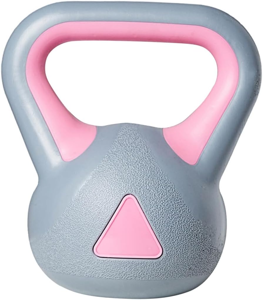 Rubberized 4kg Fixed Kettlebell for Women Fitness Training, Gray Pink Weight for Home Gym Squat and Arm Exercise