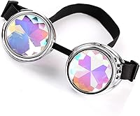 Vista 31 de Gafas caleidoscopio para raves trippy psicodélico steampunk con lentes de cristal de difracción de prisma arcoíris Negro