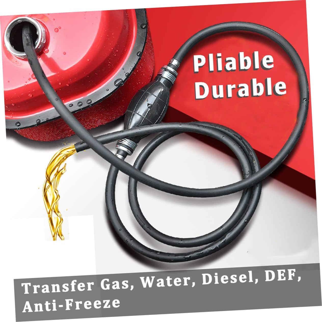 Manual Car Fuel Transfer Pump Gasoline Siphon Hose Thick Hand Siphonic Pump for Oil Water and Gasoline Transfer with Rubber Hose Weight Easy to Use for Automotive and Tight Spaces