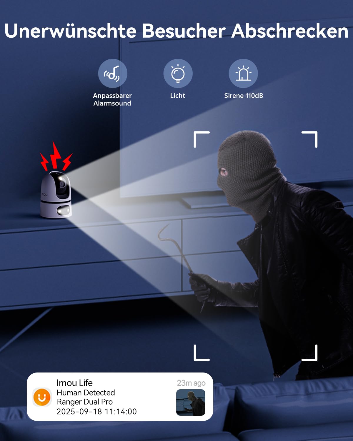 Imou 4MP+4MP Dual Kameras Überwachungskamera Innen mit 2.4/5GHz WLAN, KI-Person/Haustiererkennung, 360° PTZ WLAN Indoor Hunde Kamera, Farbnachtsicht, Smart Tracking, 2-Wege-Audio, Sirene, Modus Privat