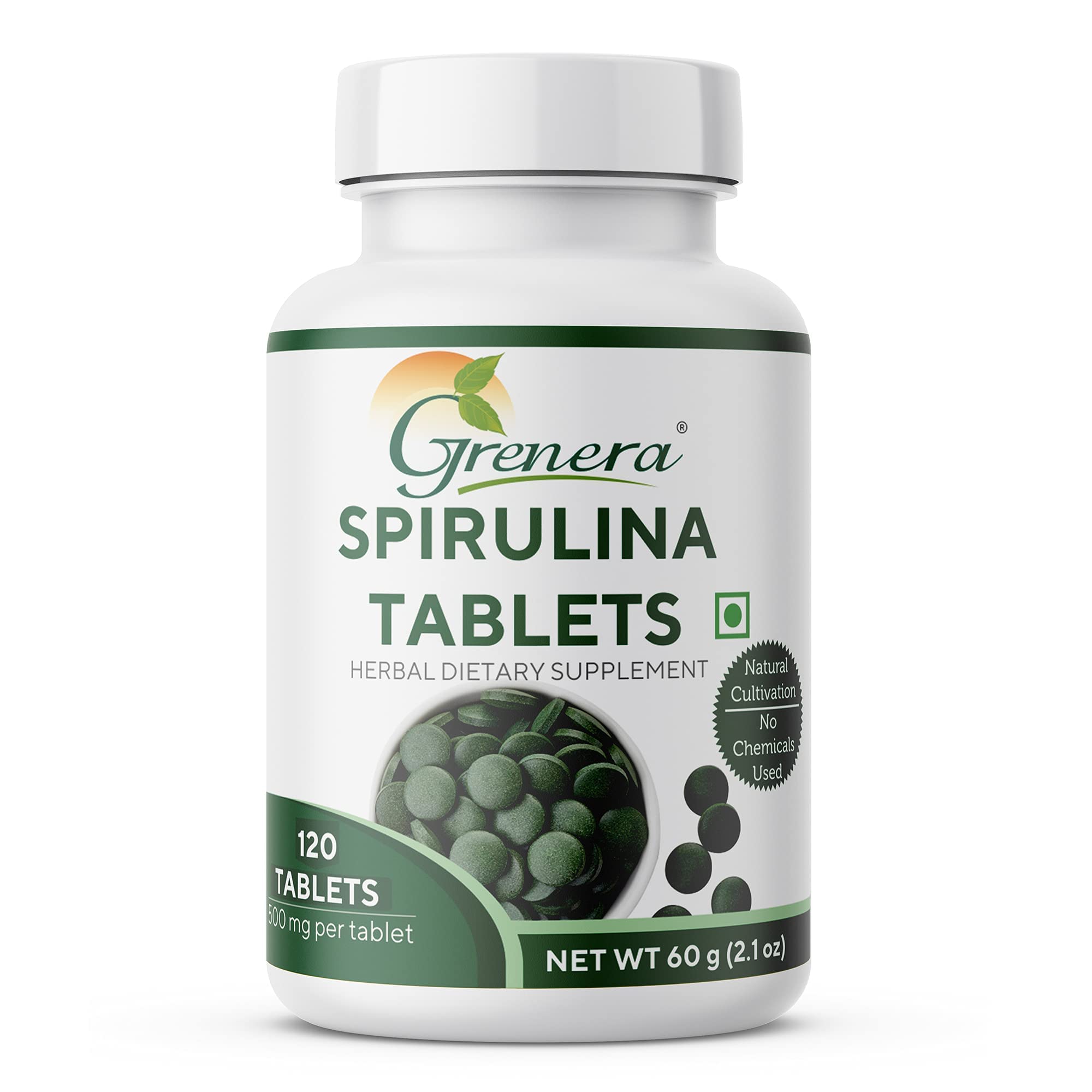 Grenera Spirulina Tablets 120pcs 1000mg Natural Supplement