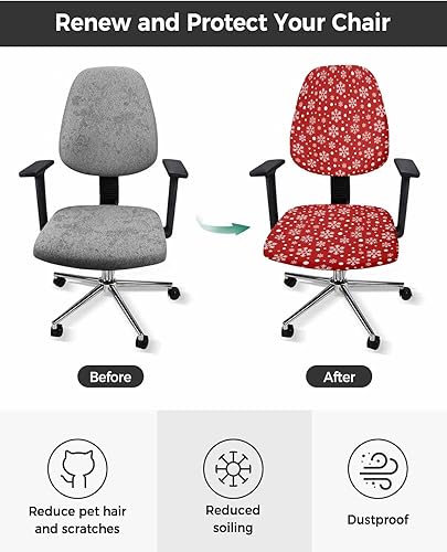 Miniatura 4 de Fundas elásticas para silla de oficina de copo de nieve de Navidad, 2 piezas, suave, decorativo, protector para silla de escritorio, protector