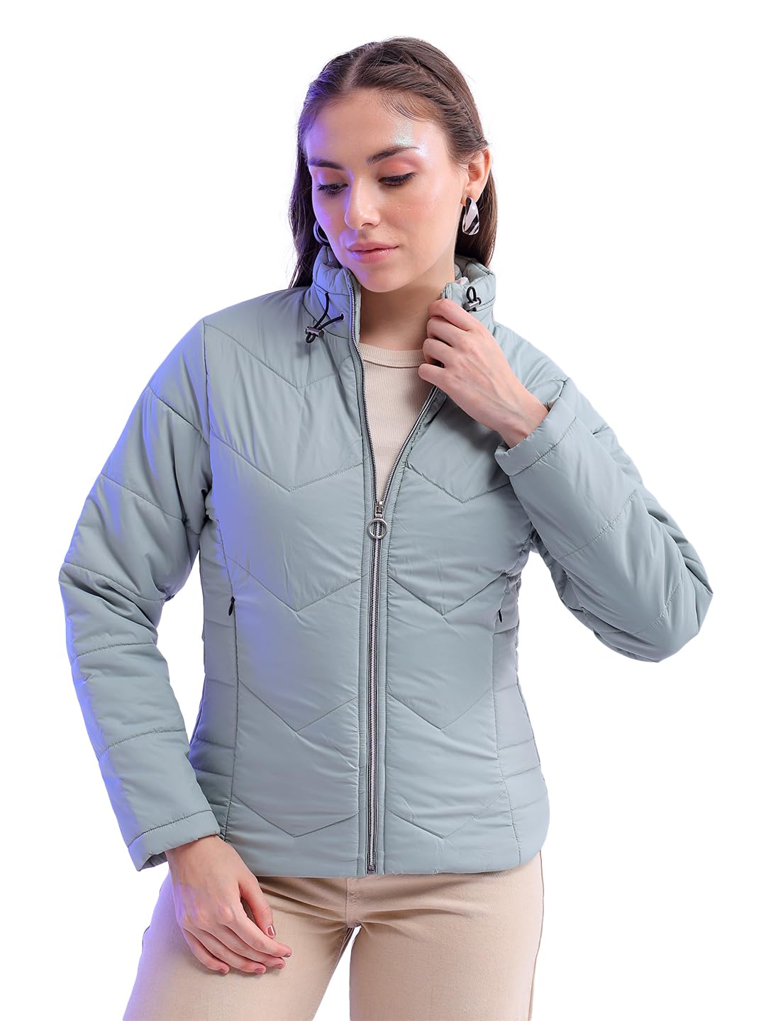 freehand by The Indian Garage Co Women Slim Fit Solid Puffer Jacket-picture-33
