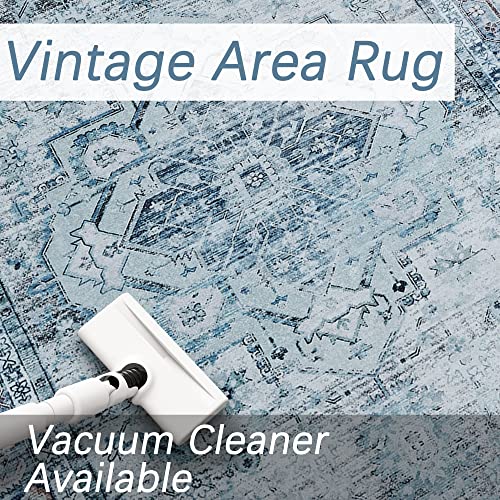 Brichoee Hallway Runner Rug 2.6X8 Ft Blue Anti-Skid Printed Persian Entryway Mat Machine Washable Vintage Home Decor Carpet Mat #TOP5