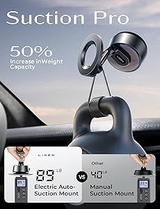 LISEN SuctionPro Phone Holder for Car2025 Smart Vacuum Electric Vacuum Magnetic Phone Holder Mount, Suction Cup Phone Mount 360 Adjustable Magsafe Car Mount for iPhone 17 Pro Max Air 16 15 14 13