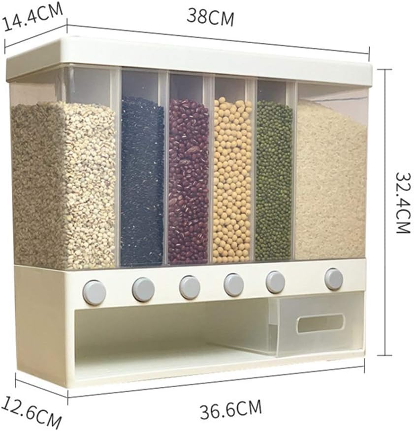 Rice Dispenser Transparent 5 kg Grain Storage for Kitchen
