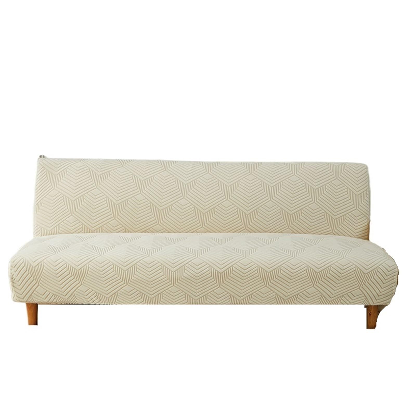 Copridivano senza Braccioli Copridivano letto senza braccioli elastico universale Four Seasons Jacquard tridimensionale pieghevole(Beige,S-sofa bed cover)