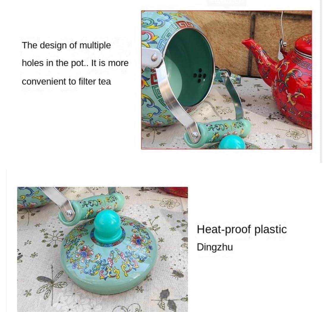 Czajnik Czajnik Do Herbaty Duży Emaliowany Kwiatowy Czajniczek Kwiat Na Stalowym Dzbanku Dzbanek Kawy Z Ceramicznym Uchwytem Naczynia Kuchenne