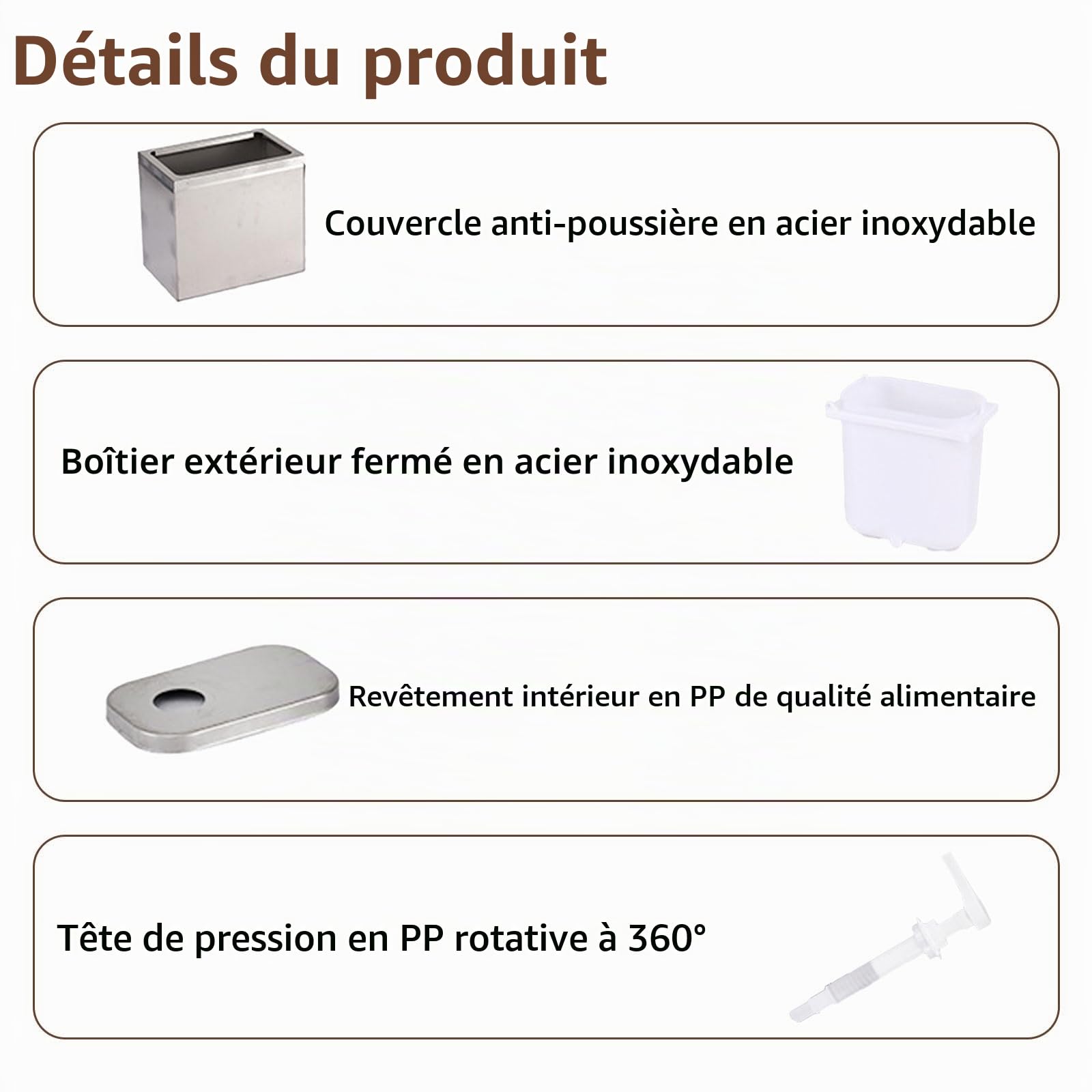 Distributeur de sauce ketchup de 4 l avec 4 pompes - Station de pompe à épices en acier inoxydable - Distributeur de sauce - Distributeur de sauce - Distributeur de sauce pour salade, confiture