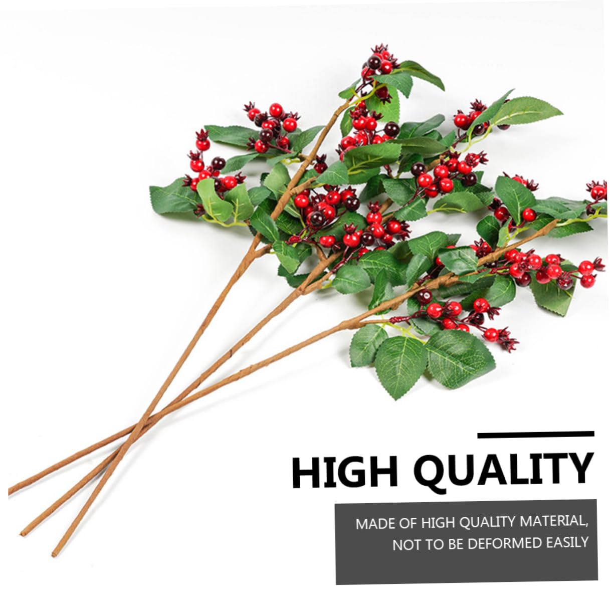 MAGICLULU Künstliche Rote Festtagsfrüchte für Partydeko Künstliche Rote Weihnachtsblumen als Tischdeko Am Tannenzweig für Garten für Weihnachtsbaumdeko