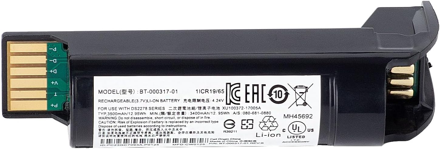 Battery for Zebra DS2278 DS2208 DS22 CR2278 Handheld Barcode Scanner BTRY-DS22EAB0E-00 BT-000317-01 3.7V 3500mAh Li-ion