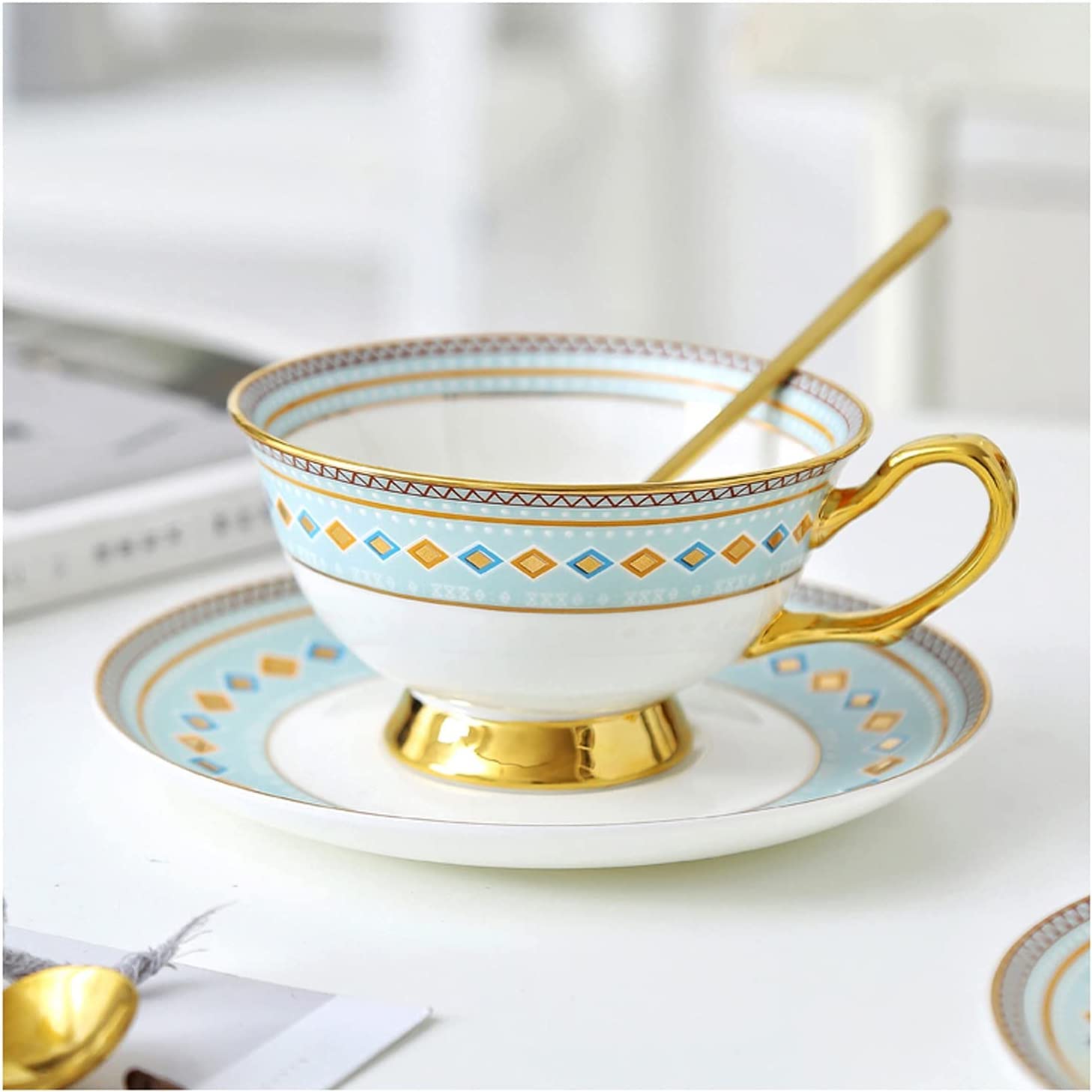 Filiżanka Do Kawy Z Porcelany Kostnej, Filiżanka Na Śniadanie, Kubki Do Kawy Zestaw Filiżanek Do Kawy Z Porcelany Kostnej Luksusowy Wykwintny Prosty Filiżanka Ze Spodkiem(A)
