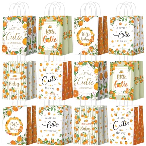 Kosiz 24 Pcs Little Cutie Baby Shower Decorations Orange Party Favor Bags