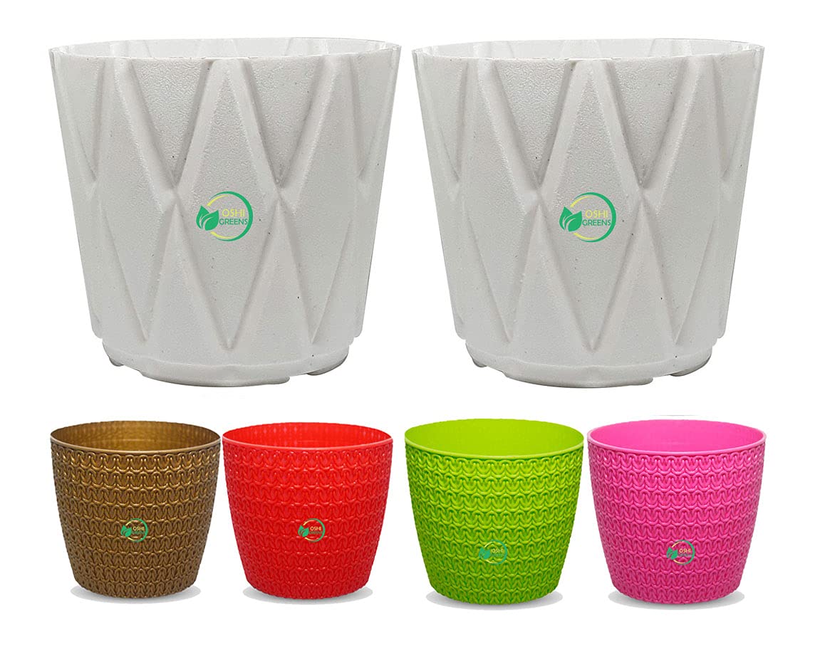 Oshi Greens 10 inches Designer Round Flower pots/planters Pack 6 Multicolor Table top Small Pots 5 inches (White) (B09CV96Z9D) Amazon Price History, Amazon Price Tracker