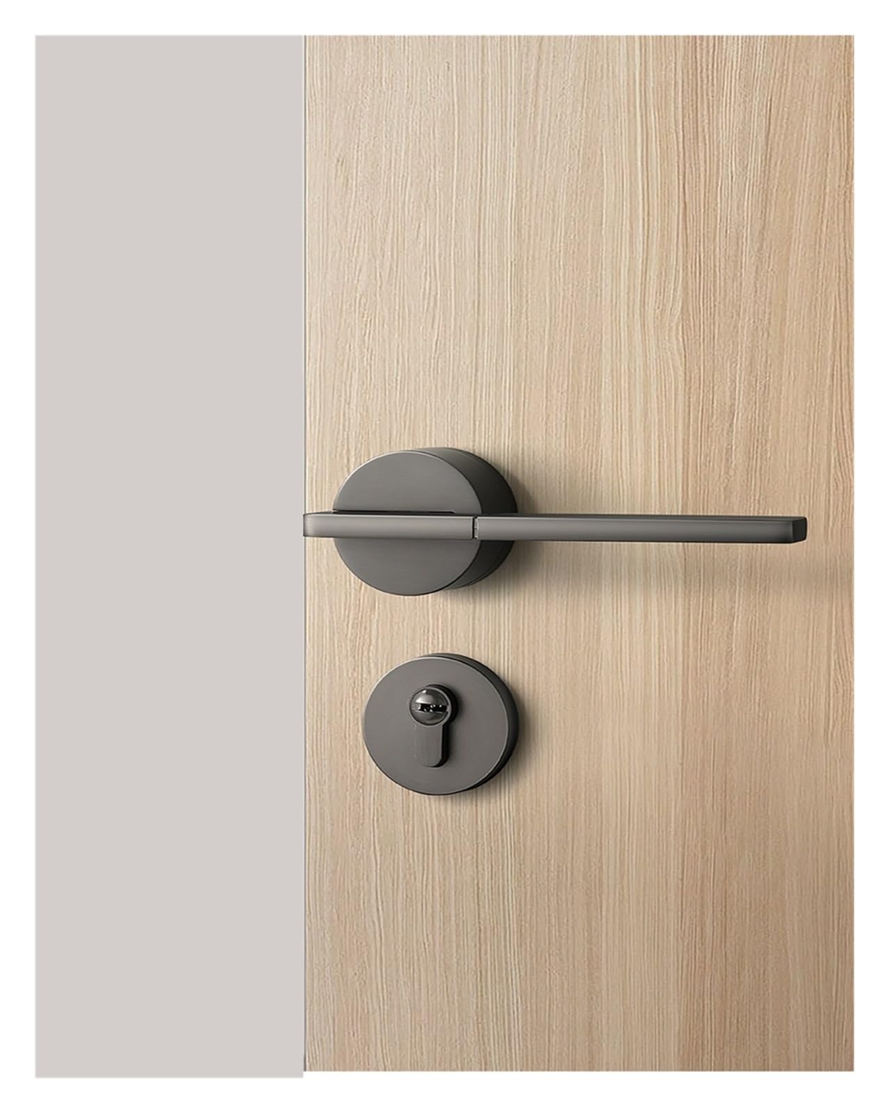NYRXRYTCA Nordic Door Lock Bedroom Silent Split Lock Black Steel Brushed Door Lock American Door Lock Simple Lock(Gris,72 Silent Lock)