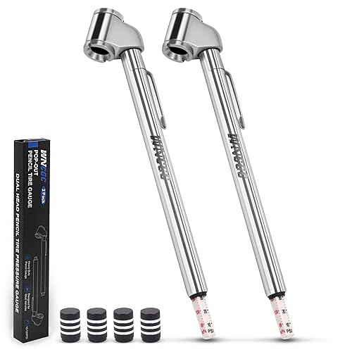 Medidor de presión de neumáticos de lápiz, paquete de 2 unidades, 10-120 PSI de doble cabezal, medidor de presión de neumáticos, calibre de válvula