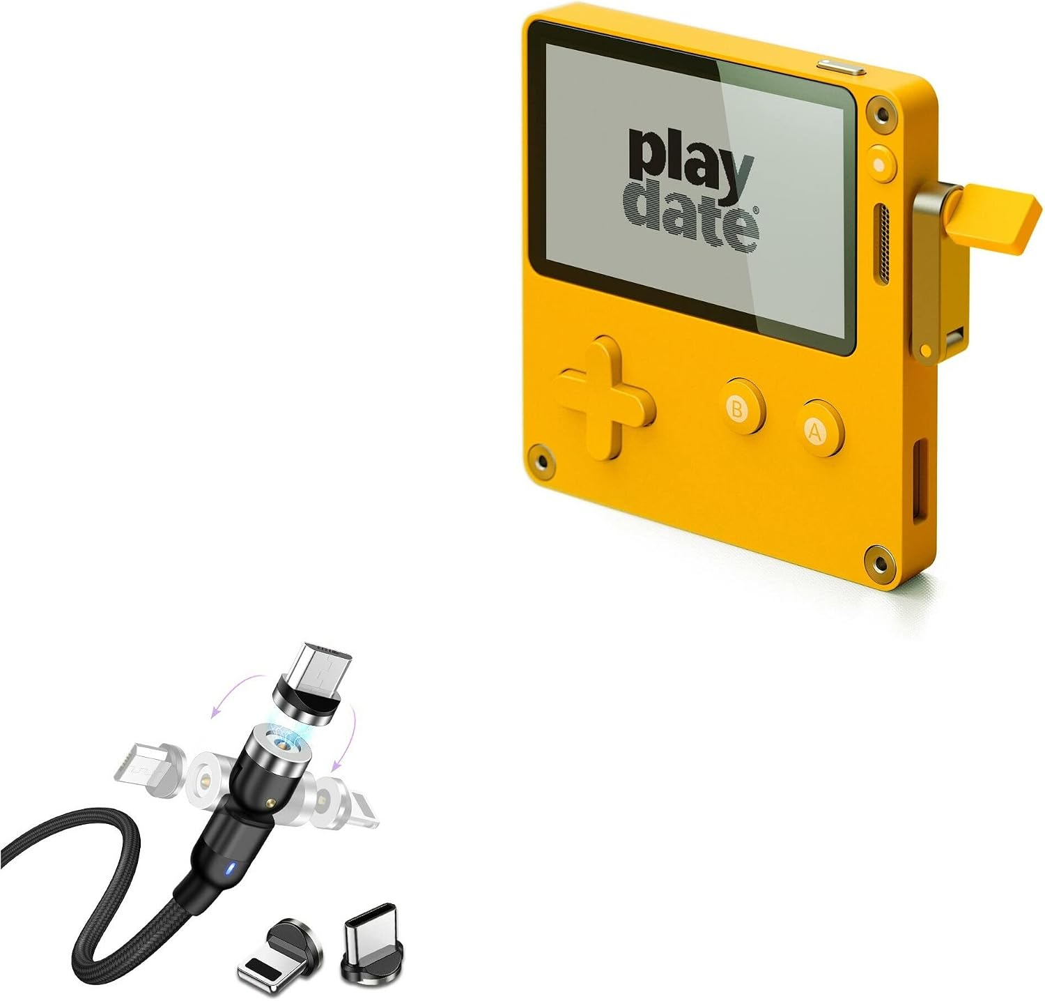 BoxWave Cable Compatible with Panic Playdate - MagnetoSnap AllCharge Cable, Magnet Charging Cable USB Type-C Micro USB - Jet Black