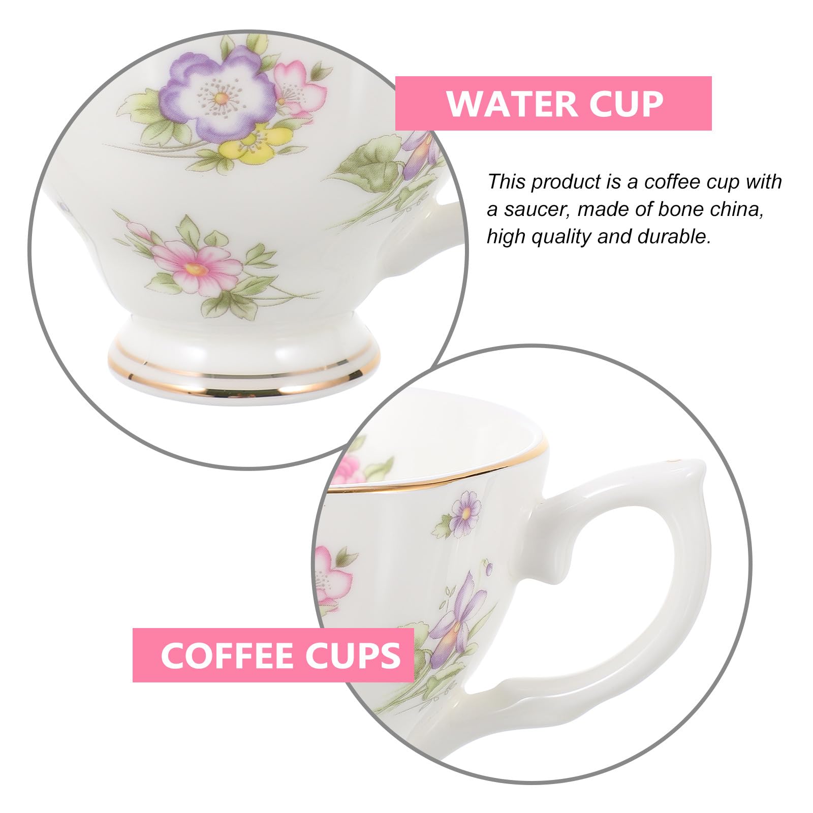 1set Tazze da Caffè e Piattini in Bone China con Vassoio Tazza da Tè per Pomeriggio Design Elegante Facile da Pulire Adatto per Caffè Tè e Bevande Varie