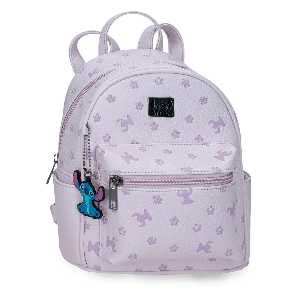 Disney Joumma Bloom Stitch Casual Backpack Purple 21.5x23x11.5 cm PU and Polyester 5.69L