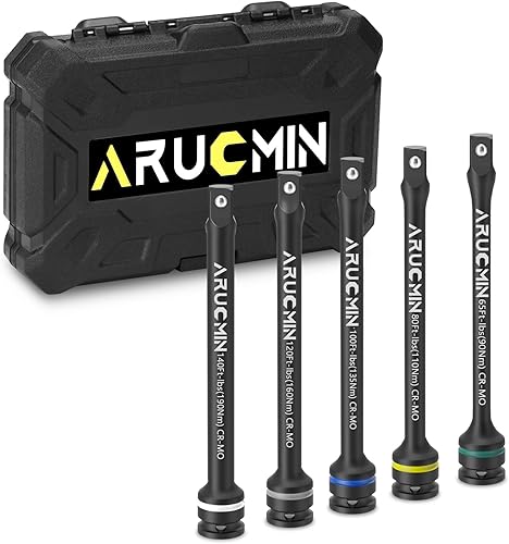 ARUCMIN Juego de barra de extensión de limitación de par de accionamiento de 12 pulgada, juego de 5 piezas con varillas de torque de 8 pulgadas