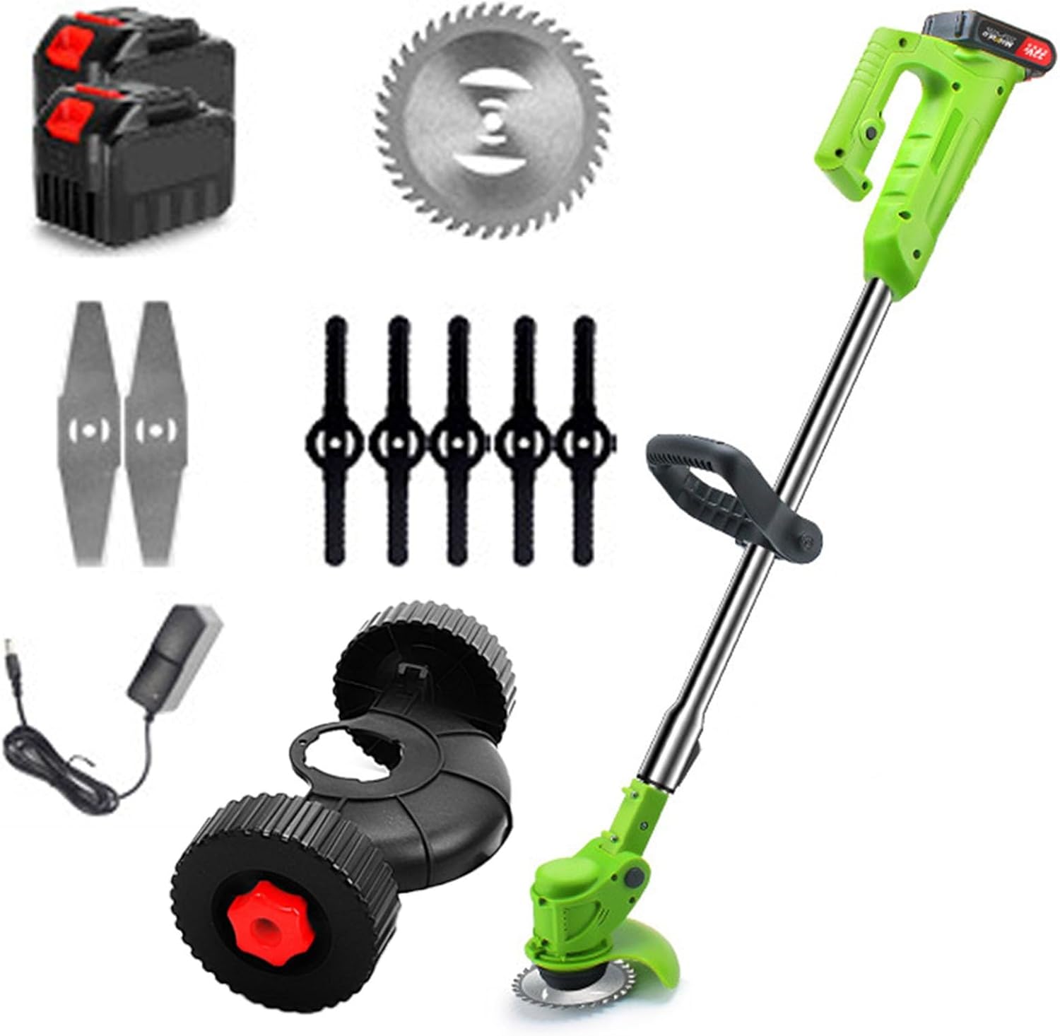 Weed Wacker/Edger with Battery - Cordless Weed Wacker Battery Operated Weed Trimmer Edger Lawn Mower Garden Yard Lawn Tool(388VF,Battery*2)