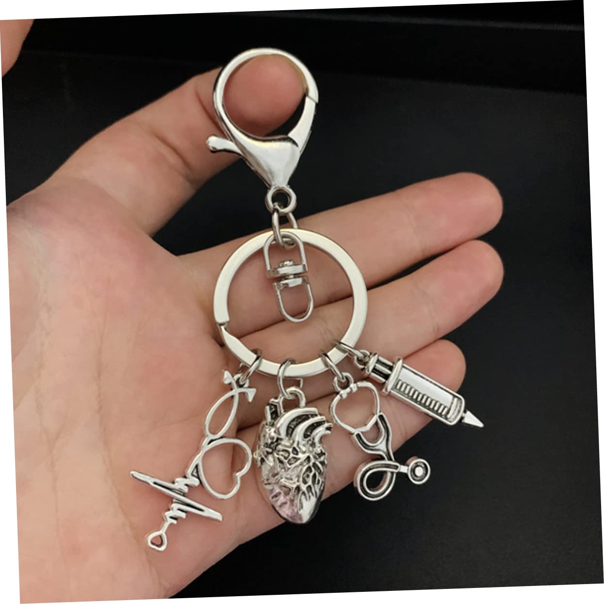 GALPADA Handtaschenanhänger Aufhänger Beutel Ringe Gürtel Schlüsselanhängerhalter Bausatz Auto Kofferanhänger Bund Karte Kette Schlüsselband Zubehör Silver Metall