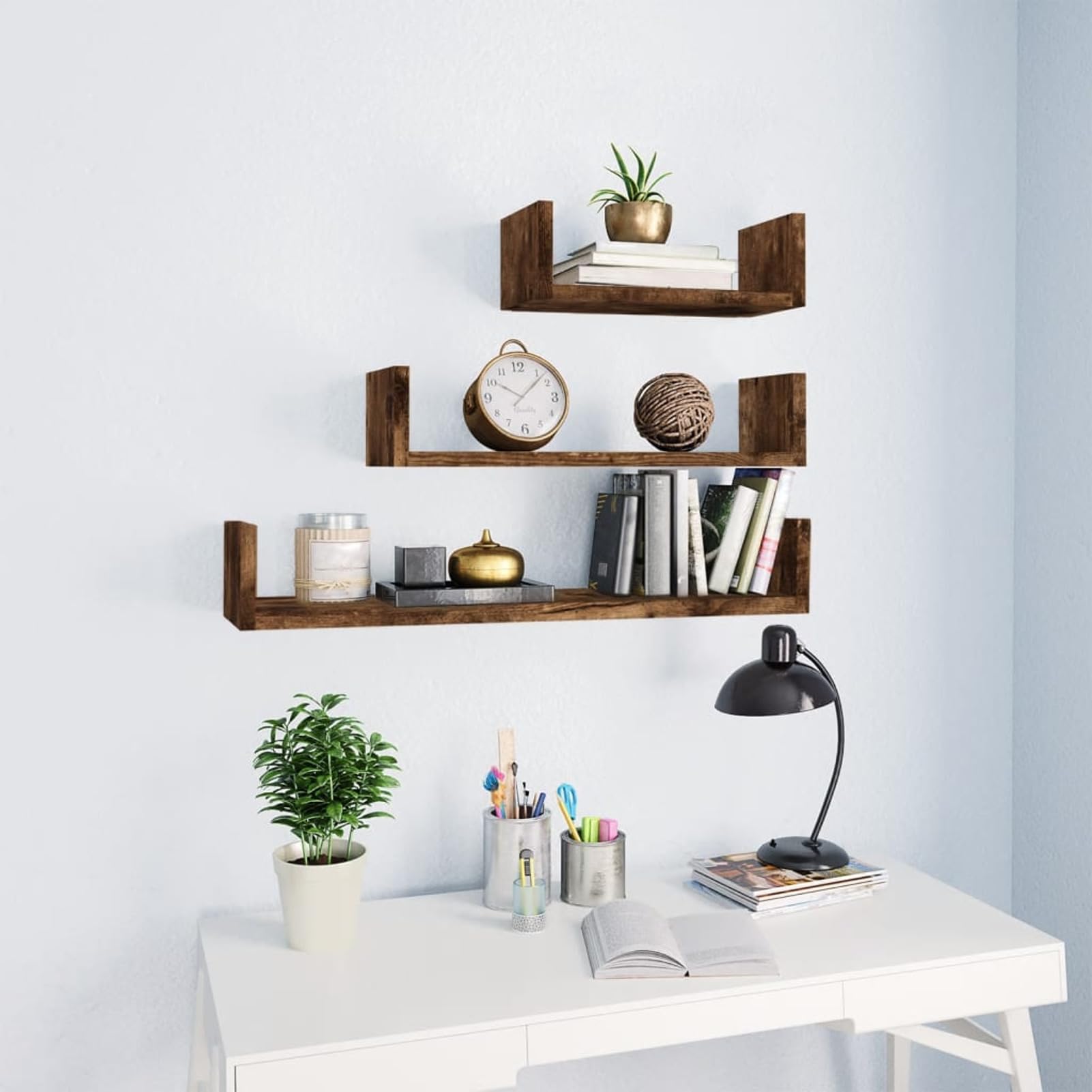 Huis Tuin, Wandplank met Bar Grijs Sonoma 100x25x30 cm